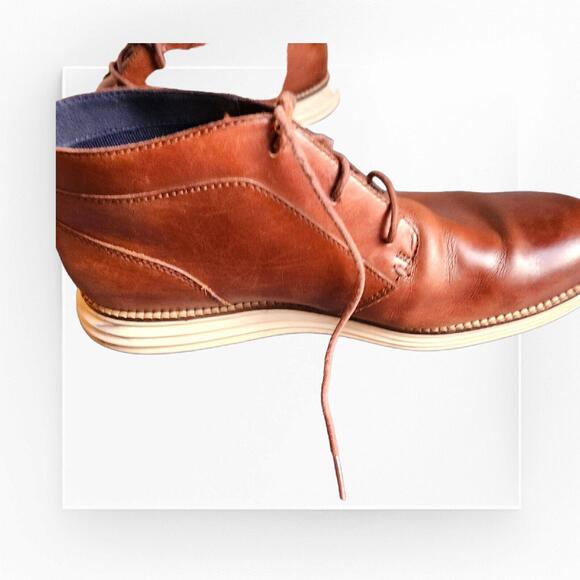 Cole Haan Leather Ankle Chukka Boots Mens Size 8D Woodbury/Ivory Lace Up C28213 - Picture 7 of 9